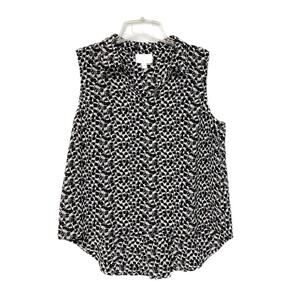 Pure Collection 100% Silk Blouse Women 10 Abstract Black Sleeveless Shirt UK 14